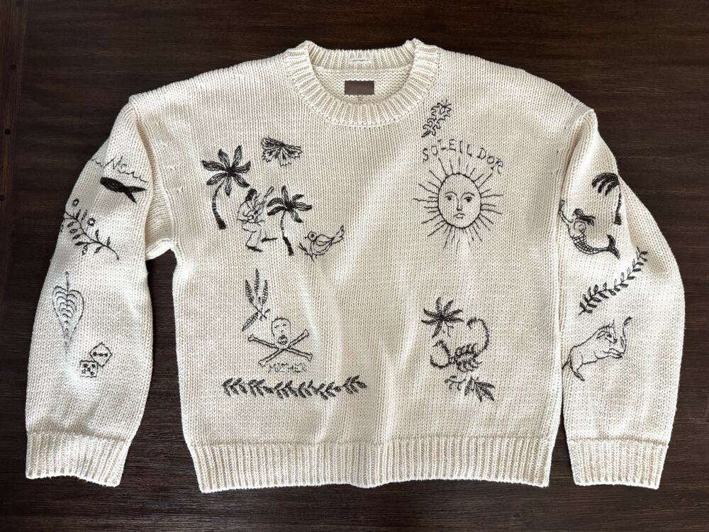 MOTHER Sweater Cotton Jumper Women’s Large Cream Drawings In The Sand $395